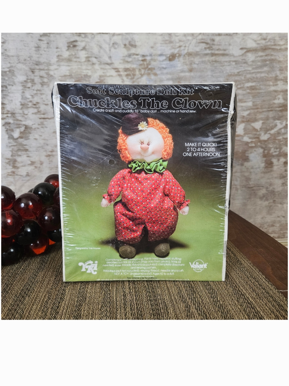 Vintage Sewing Kit 1980s Chuckles the Clown 16" Baby Doll Soft Sculpture - Picture 5 of 11
